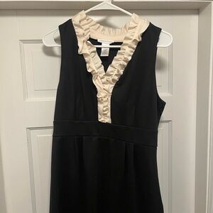 London Times Black and Cream Ruffle Mini Dress